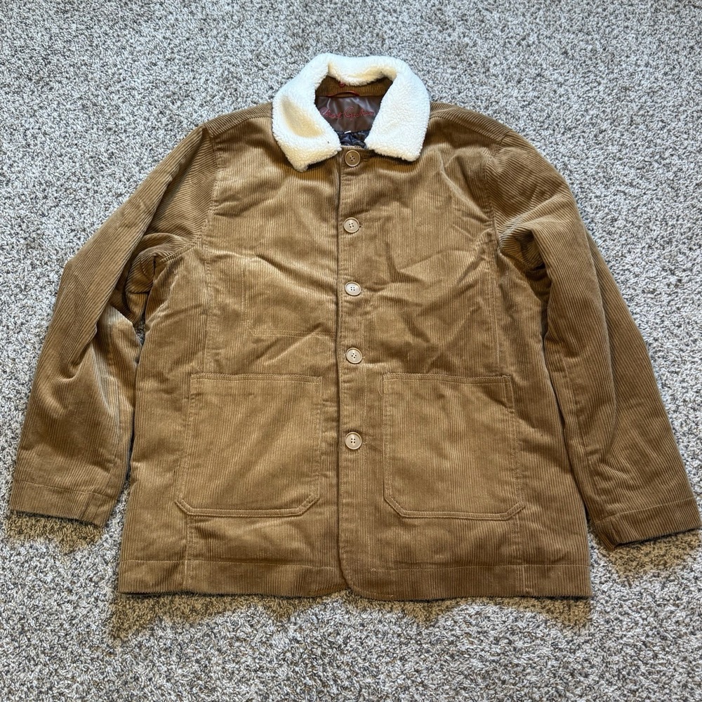 Robert Graham Brown Corduroy Jacket Barn Chore Coat Removable Collar Size XXL